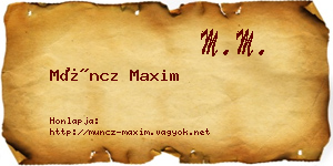 Müncz Maxim névjegykártya